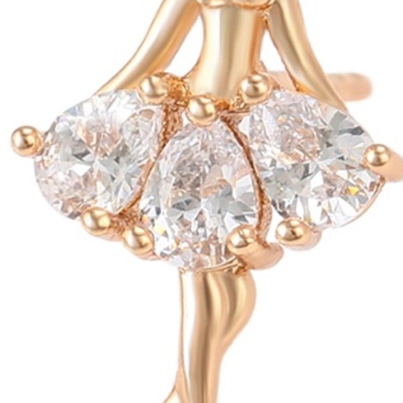 Cz Ballerina 18k Gold Plated studs Earrings - Picture 3 of 5